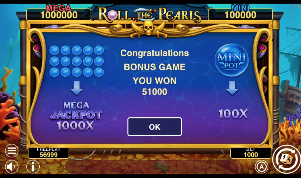 Roll the Pearls Hold and Win Bonus Game